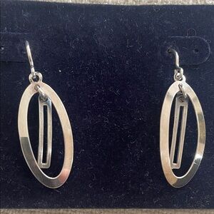Elegant Silver Oval Earrings